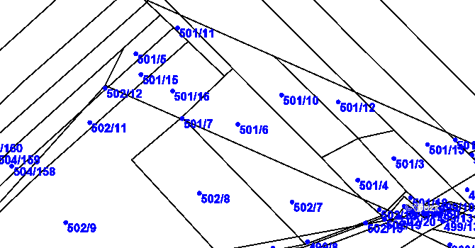 Parcela st. 501/6 v KÚ Křtomil, Katastrální mapa