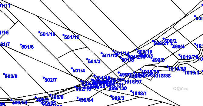 Parcela st. 501/13 v KÚ Křtomil, Katastrální mapa