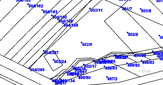 Parcela st. 502/9 v KÚ Křtomil, Katastrální mapa