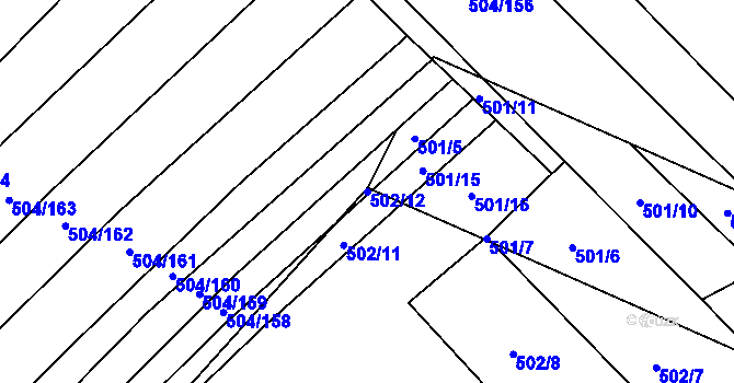 Parcela st. 502/12 v KÚ Křtomil, Katastrální mapa