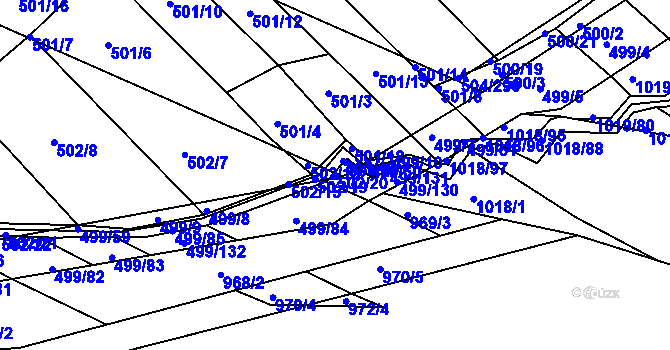 Parcela st. 502/20 v KÚ Křtomil, Katastrální mapa