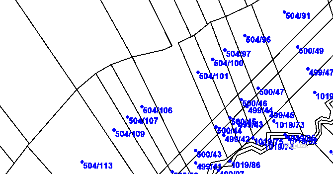 Parcela st. 504/105 v KÚ Křtomil, Katastrální mapa
