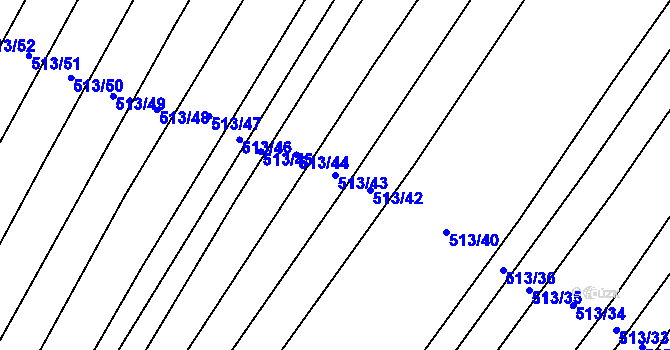 Parcela st. 513/43 v KÚ Křtomil, Katastrální mapa