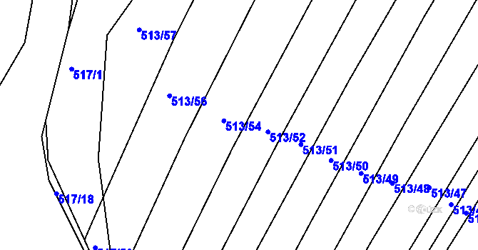 Parcela st. 513/53 v KÚ Křtomil, Katastrální mapa