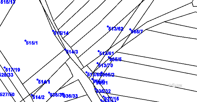 Parcela st. 513/61 v KÚ Křtomil, Katastrální mapa