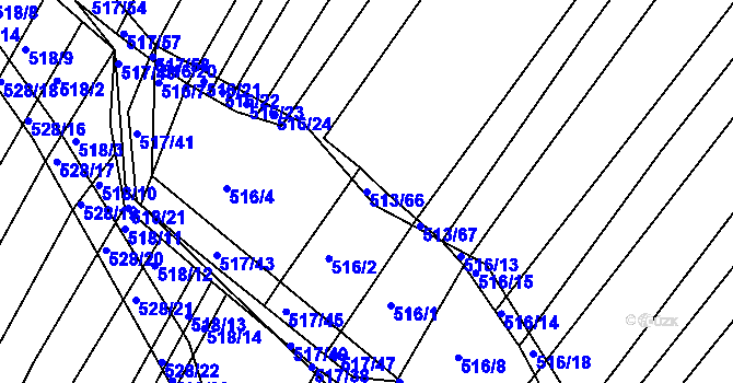 Parcela st. 513/66 v KÚ Křtomil, Katastrální mapa