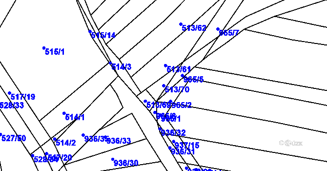 Parcela st. 513/70 v KÚ Křtomil, Katastrální mapa