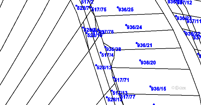 Parcela st. 517/4 v KÚ Křtomil, Katastrální mapa