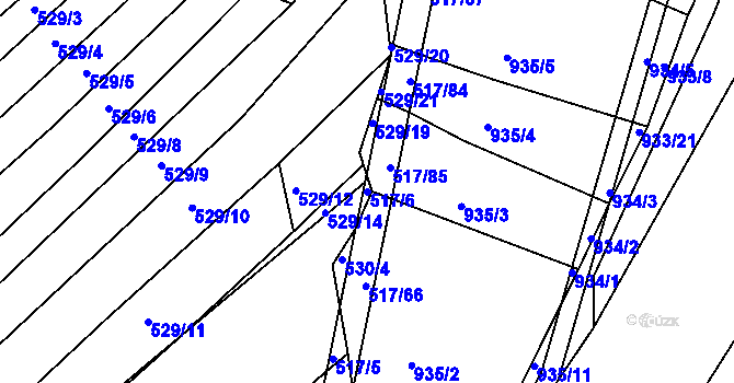 Parcela st. 517/6 v KÚ Křtomil, Katastrální mapa