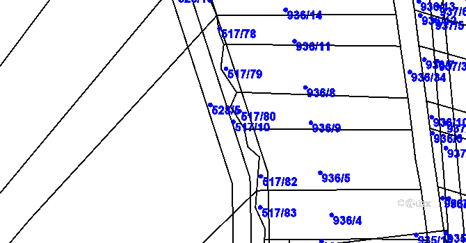 Parcela st. 517/10 v KÚ Křtomil, Katastrální mapa