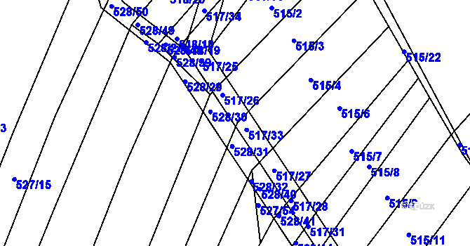Parcela st. 517/15 v KÚ Křtomil, Katastrální mapa