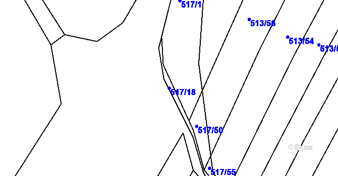 Parcela st. 517/18 v KÚ Křtomil, Katastrální mapa