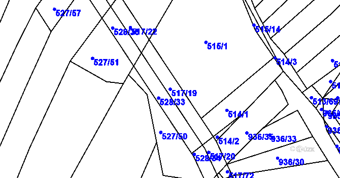 Parcela st. 517/19 v KÚ Křtomil, Katastrální mapa
