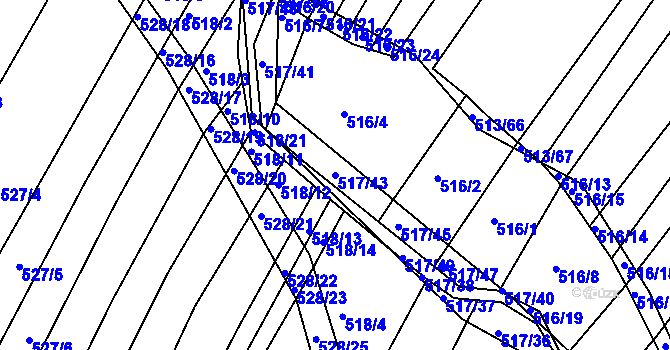Parcela st. 517/43 v KÚ Křtomil, Katastrální mapa