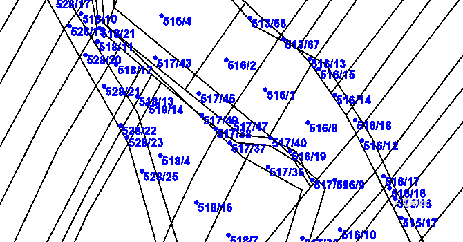 Parcela st. 517/47 v KÚ Křtomil, Katastrální mapa