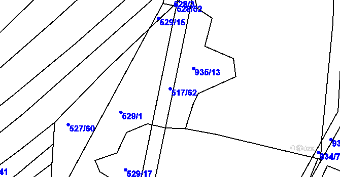 Parcela st. 517/62 v KÚ Křtomil, Katastrální mapa