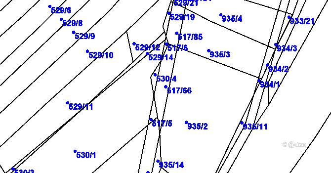 Parcela st. 517/66 v KÚ Křtomil, Katastrální mapa