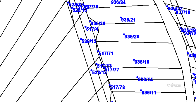 Parcela st. 517/71 v KÚ Křtomil, Katastrální mapa