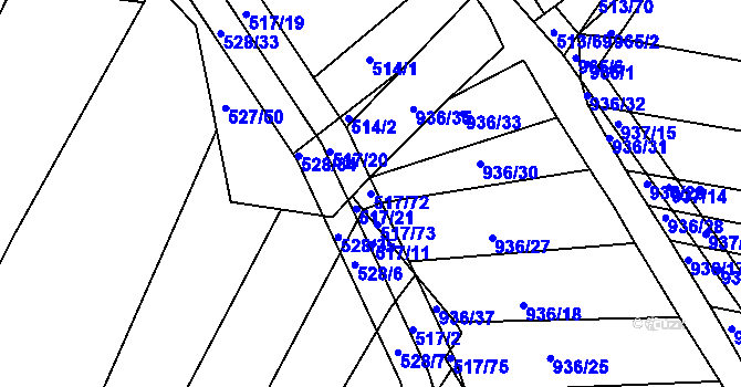 Parcela st. 517/72 v KÚ Křtomil, Katastrální mapa