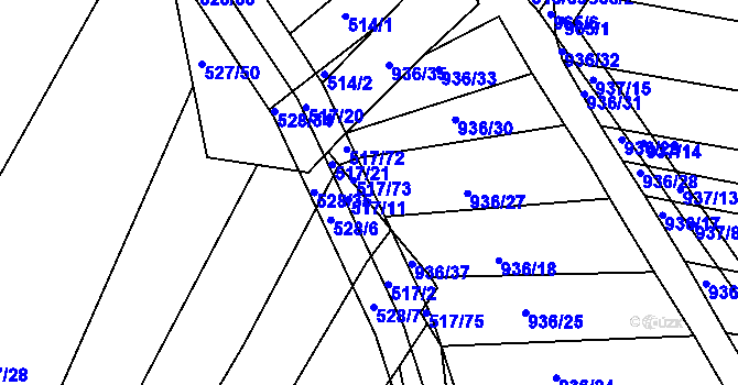 Parcela st. 517/74 v KÚ Křtomil, Katastrální mapa