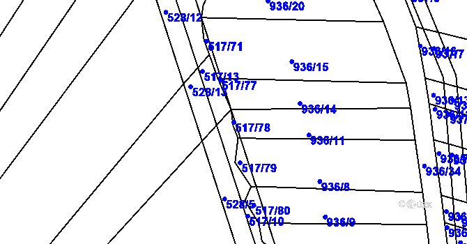 Parcela st. 517/78 v KÚ Křtomil, Katastrální mapa