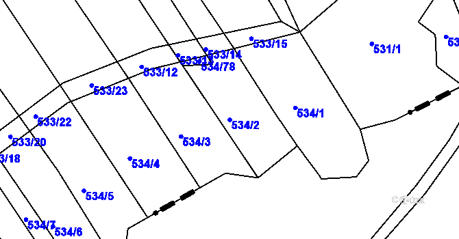 Parcela st. 534/2 v KÚ Křtomil, Katastrální mapa