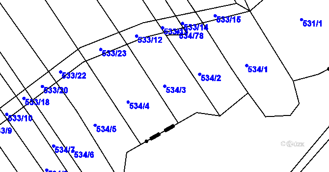 Parcela st. 534/3 v KÚ Křtomil, Katastrální mapa