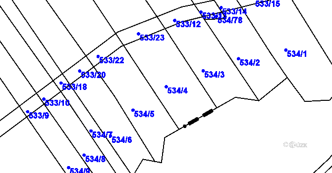 Parcela st. 534/4 v KÚ Křtomil, Katastrální mapa