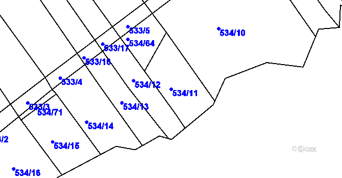 Parcela st. 534/11 v KÚ Křtomil, Katastrální mapa