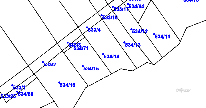 Parcela st. 534/14 v KÚ Křtomil, Katastrální mapa