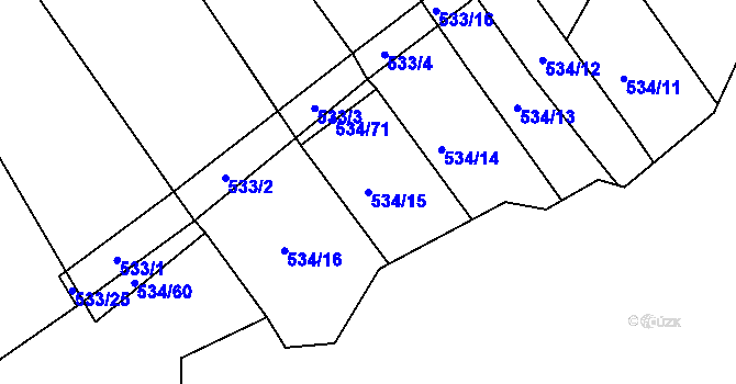 Parcela st. 534/15 v KÚ Křtomil, Katastrální mapa
