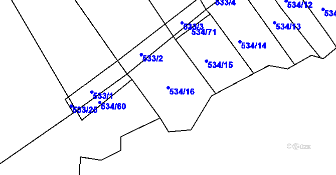 Parcela st. 534/16 v KÚ Křtomil, Katastrální mapa