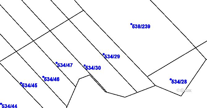 Parcela st. 534/29 v KÚ Křtomil, Katastrální mapa