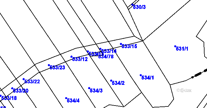 Parcela st. 534/70 v KÚ Křtomil, Katastrální mapa