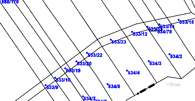 Parcela st. 534/86 v KÚ Křtomil, Katastrální mapa