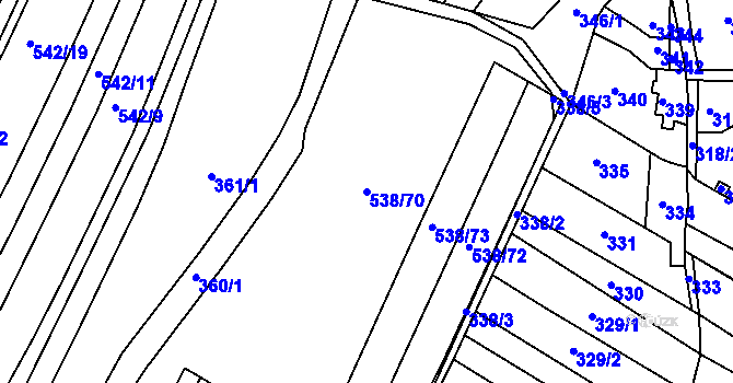 Parcela st. 538/70 v KÚ Křtomil, Katastrální mapa