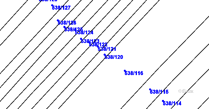 Parcela st. 538/120 v KÚ Křtomil, Katastrální mapa