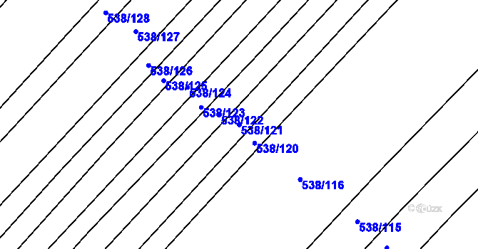 Parcela st. 538/121 v KÚ Křtomil, Katastrální mapa