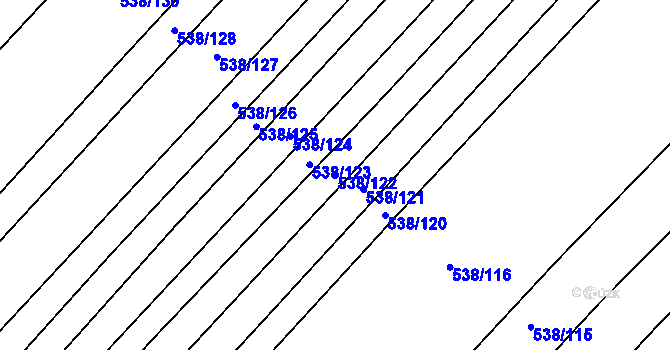Parcela st. 538/122 v KÚ Křtomil, Katastrální mapa