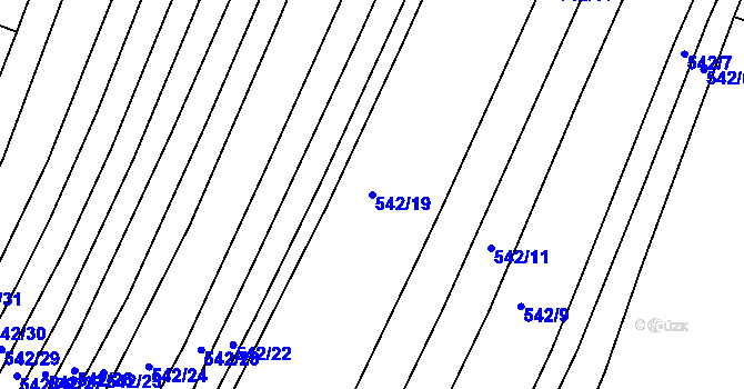 Parcela st. 542/19 v KÚ Křtomil, Katastrální mapa