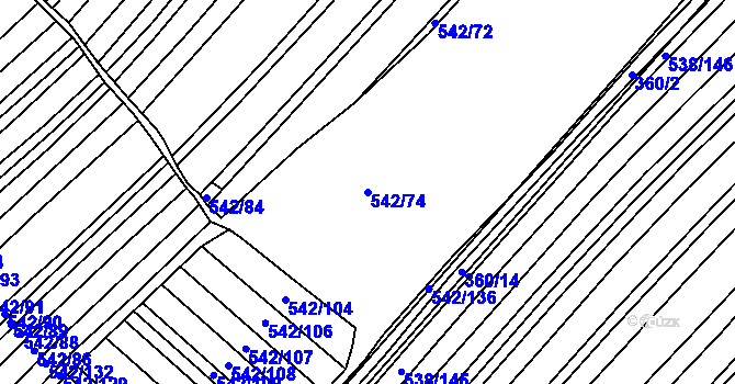 Parcela st. 542/74 v KÚ Křtomil, Katastrální mapa
