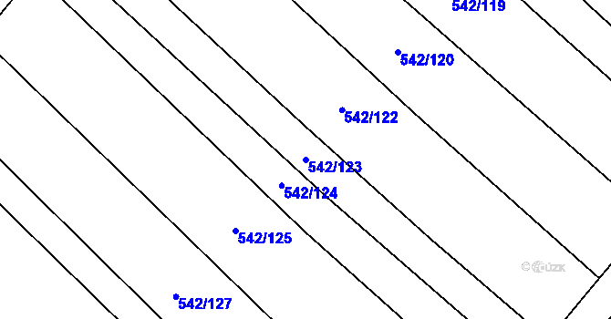 Parcela st. 542/123 v KÚ Křtomil, Katastrální mapa