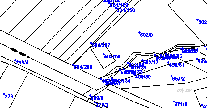 Parcela st. 502/24 v KÚ Křtomil, Katastrální mapa