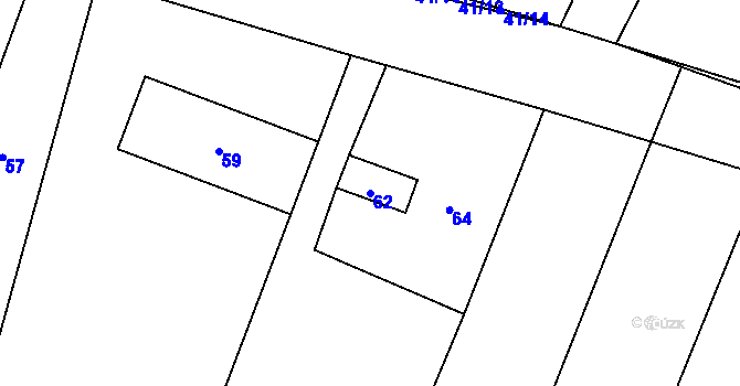 Parcela st. 62 v KÚ Křtomil, Katastrální mapa