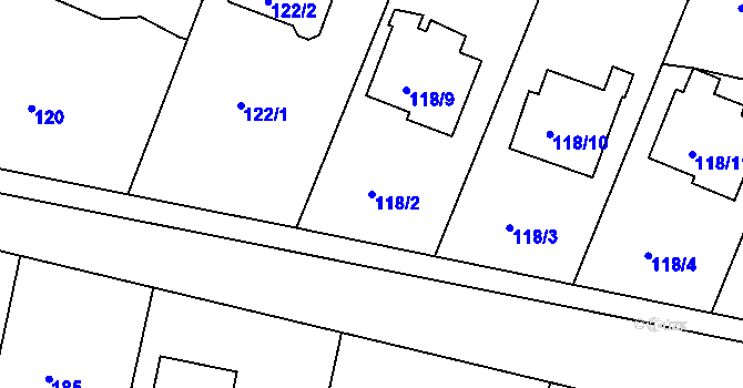 Parcela st. 118/2 v KÚ Křtomil, Katastrální mapa