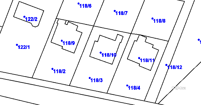Parcela st. 118/10 v KÚ Křtomil, Katastrální mapa