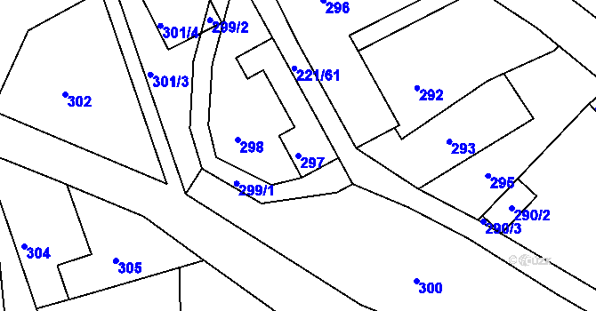 Parcela st. 297 v KÚ Křtomil, Katastrální mapa