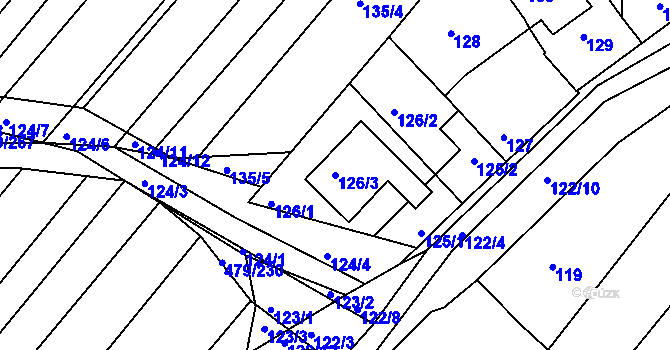Parcela st. 126/3 v KÚ Lipová u Přerova, Katastrální mapa