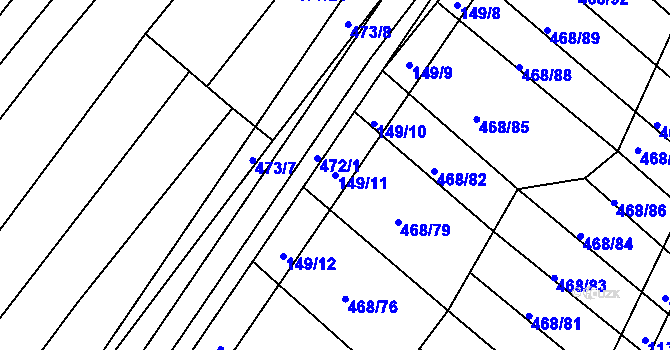 Parcela st. 149/11 v KÚ Lipová u Přerova, Katastrální mapa