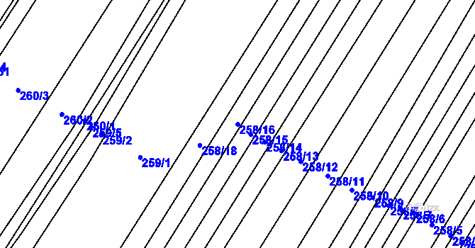 Parcela st. 258/16 v KÚ Lipová u Přerova, Katastrální mapa